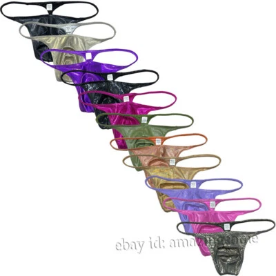 Men Gloss G-string Thong Underwear Classics Pouch T-back Elastic Sex Swim Tangas - Image 1 of 4