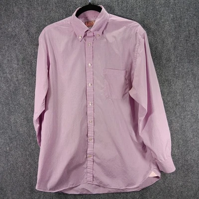 Thomas Pink Superfine Two Fold 170s Dress Shirt Mens 16 Pink Purple Plaid Cotton - Image 1 of 4