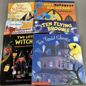 Halloween Kids Ghosts Witches Brooms Care Bears Blues Clues 6 Book Lot Stickers - Picture 1 of 24