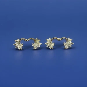 2 Vtg 1960 Drawer Pulls Handles French Provincial 3" Centers White & Brass Color - Picture 1 of 6