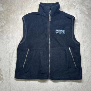 Polar Graphics Vest Mens Small Black Fleece Full Zip Alaska Embroidered USA - Picture 1 of 9