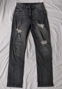 Buffalo David High-Rise Straight Jayden Black Gray Distressed Women's Jeans 26 - Picture 1 of 9