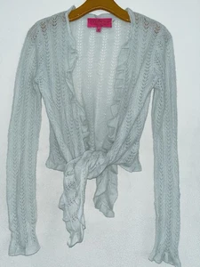 Juicy Couture Kaschmir Pullover Cardigan Damen S neuwertig Y2K Rüschen vorne zum Binden Cropp - Bild 1 von 9