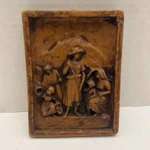 Antica scultura in cera d’api tedesca da appendere al muro 6,5”x5” arte popolare - Foto 1 di 4
