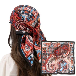 Womens Head Hair Scarf Paisley Cashew Like Satin Silk Scarf Sleeping Hair Wra... - Picture 1 of 7