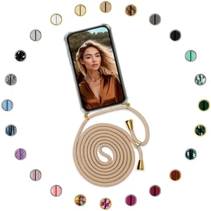 Handyhülle mit Band Handykette zum Umhängen Silikon Case Handyband Kordel Kette - Picture 1 of 24