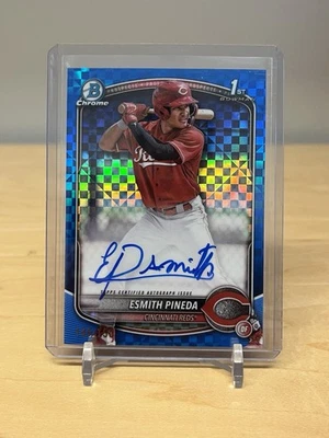 Esmith Pineda 2025 Bowman Chrome Blue Geometric Refractor 1st Auto /150 Reds - Image 1 of 4