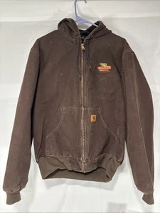 Vtg Carhartt J14WET Mens Med Insulated Work Jacket Tan Dekalb Seeds Rn 14806 BH - Picture 1 of 6