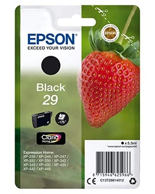 Epson Claria No.29 Home Strawberry Standard Ink Cartridge, Black, Genuine, Amazo - Image 1 of 3