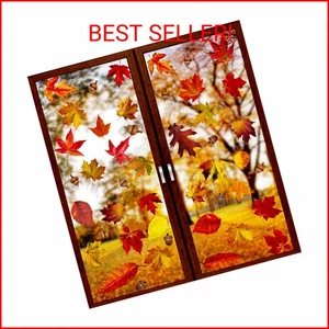 VEYLIN 6 Sheets 200Pcs Thanksgiving Window Clings, Autumn Maple Leaves Static St - Picture 1 of 2
