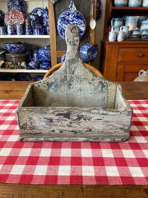 Vintage Painted Wood Wall Pocket - Image 1 of 4