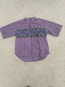 VINTAGE Bugle Boy Aztec Button Up Shirt Adult 2XL Purple Skateboarding 90s - Picture 1 of 7