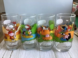 Set Of 4 McDonalds Peanuts Camp Snoopy Collection Vintage Glasses - Picture 1 of 4