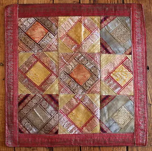 Neu Seide Brokat Patchwork Kissenbezug Akzent Deko Designer Dekorateur Rot - Bild 1 von 1