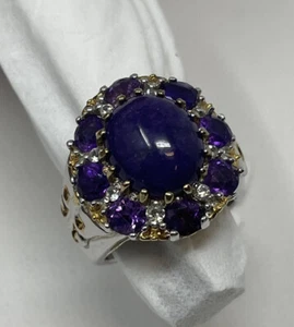 NEU Gems en Vogue lila Jade, Amethyst & weißer Saphir Ringgröße 5 - Bild 1 von 10