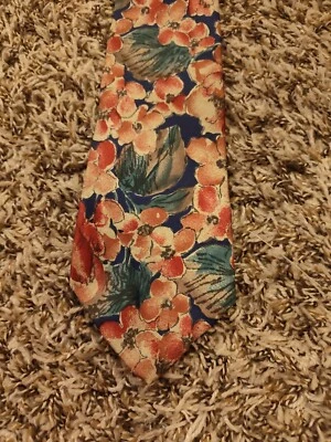 Surrey Neck Tie Adult Mens Blue Red Floral 100% Silk USA Made Necktie - Image 1 of 4