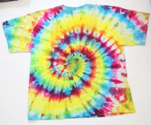 XXL PFD AAA Yello Blue Red Tie Dye Graphic Short Sleeve Tee T-Shirt Top EE15 - Picture 1 of 5
