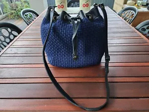 Rags to Riches Crochet Style Bucket Bag with Leather Trim *Excellent Condition* - Picture 1 of 12