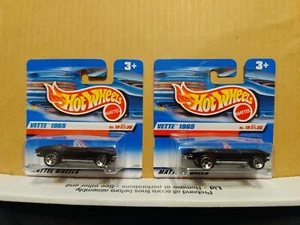 2x Hot Wheels tarjeta corta SC 1998 #19 VETTE 1965 negro Drop Top Corvette - Imagen 1 de 5