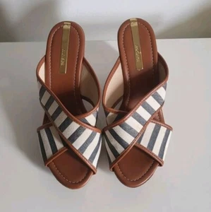 Moleca Women's Wedge Mule Striped Platform Sandal Size 10 - Picture 1 of 8