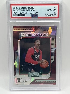 Blazers Contenders Scoot Henderson RC/99 2023 Rookie Playoff Diamond #4 PSA 10 Foto 1 de 2