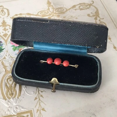 Bijou Ancien Broche XIXè Or et Corail Victorian Coral Gold Brooch 18K 19thC - Photo 1/4