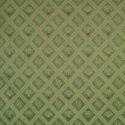 Tropical Palm Palmetto Tree Art Deco Wasabi Green Upholstery Fabric 1527-676 - Image 1 of 3