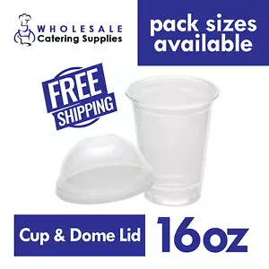 16oz/500mL Cold Drink Cup w/ Dome Lid Clear Plastic PET Slushie Juice Smoothie - Picture 1 of 12