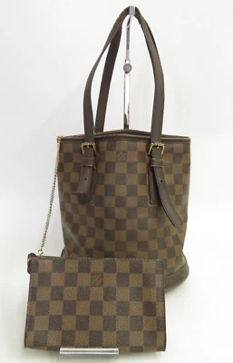 Autentica borsa a tracolla Louis Vuitton Damier Ebene Marais Bucket PM #38623 - Immagine 1 di 4
