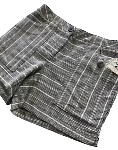 NUEVO Pantalones Cortos Informales Cynthia Rowley Talla 6 Nuevos con Etiquetas Azul Marino Blanco Tejido Cesta - Imagen 1 de 7