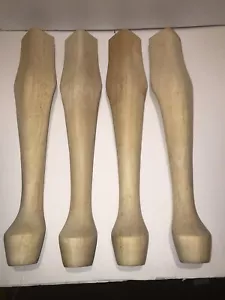 4- Queen Anne style table legs 15” unfinished NEW - Picture 1 of 6