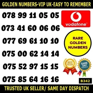 Golden Number Rare VIP Vodafone UK SIMS-Easy To Remember Unique Numbers -B342