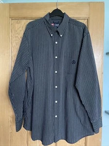 Men’s Ralph Lauren Chaps Shirt Size Large Navy, Beige & Grey Striped - Picture 1 of 9
