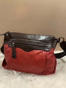 Donald J. Pliner Couture RED/BROWN LEATHER Crossbody Handbag - Picture 1 of 11