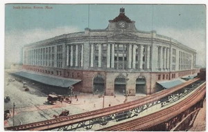 c1912 South Station Boston Massachusetts Vintage MA Train Railroad Postcard - Picture 1 of 2