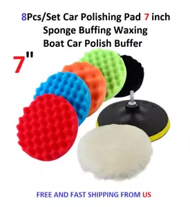 8Pcs/Set Car Polishing Pad 7 inch Sponge Buffing Waxing Boat Car Polish Buffer - Picture 1 of 7