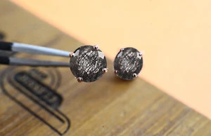 6 MM Round Shape Quartz 925 Sterling SIlver 14K Gold Plated Studs Earrings - Picture 1 of 4
