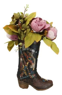 Hacha de mano india nativa tribal occidental pipa de paz y plumas florero bota de vaquero Foto 1 de 4