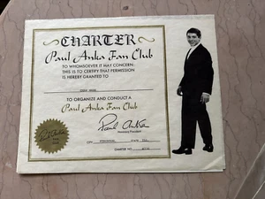 CERTIFICADO de membresía del club de fans Paul Anka vintage de la era 1960 (2) y tarjeta del club de fans - Imagen 1 de 14