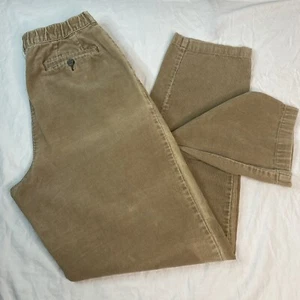 L.L. Bean Corduroy Women's Pants Pleated High Waist Trousers Khaki Size 8 Tall - Picture 1 of 7