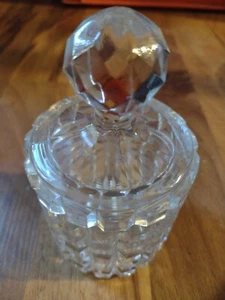 Crystal Sugar Bowl Etched Glass Container Lid - Picture 1 of 6