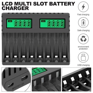 4/8 Slot Smart Battery Charger LCD Display for AA/AAA Rechargeable Batteries - Picture 1 of 10