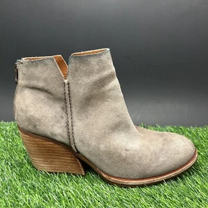 Korkease Chandra Boots Womens 8 M Gray Suede Leather Ankle Bootie Zip Up Block - Picture 1 of 13