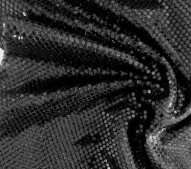 BLACK  Sequins Dot Fabric 44” Width Sold By The Yard - Image 1 of 1