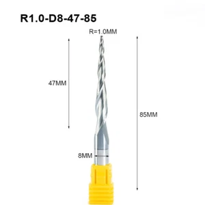 Tapered Ball Nose End Mill Carbide HRC55 R1.0*47*85-D8 CNC Router Milling Bits - Picture 1 of 4