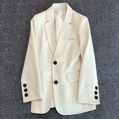 Ladies Two Button Blazer Coat Formal Jacket Outerwear Top Long Sleeve Lapel Chic - Image 1 of 4