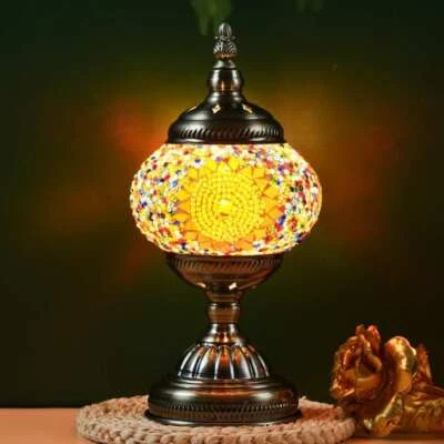 Handcrafted Turkish Table Lamp Metal Base Light with Moroccan Mosaic Design - Image 1 of 4