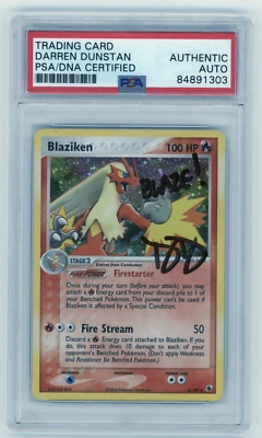 PSA Signed Darren Dunstan Pokémon Blaziken Ruby and Sapphire 3/109 Holo 2003 - Image 1 of 2