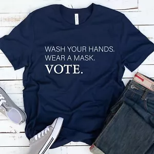 Wear a Mask & VOTE 2020 Presidential Election UNISEX T Shirt 02834 - Picture 1 of 3