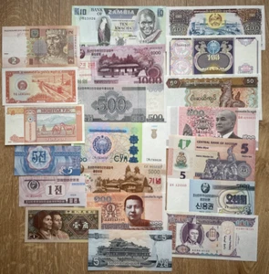 IBERMONEDA| 20 Billetes del mundo diferentes. Zambia, Corea... Asia S.C. - Picture 1 of 3